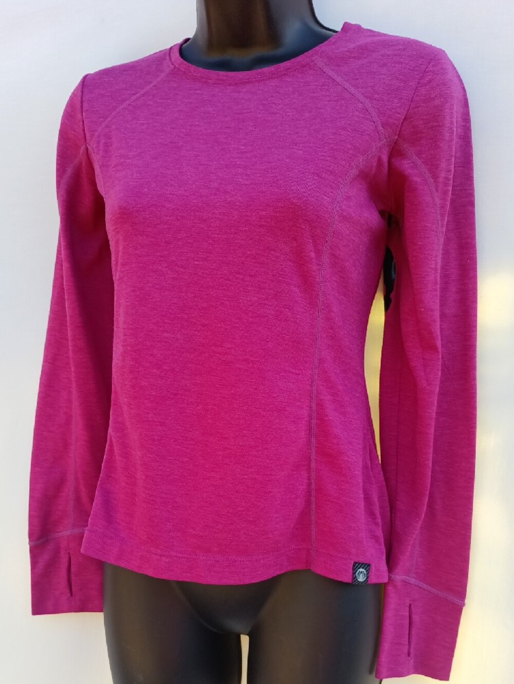 Mondetta Athletic Crewneck Long Sleeve in Magenta W Skull Graphics & Bold Text